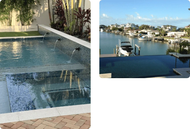 Curtis Pools custom swimming pool and waterfront infinity pool